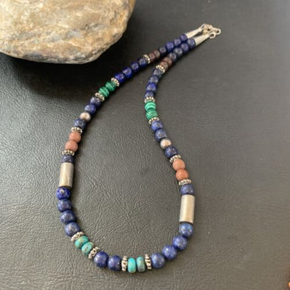 Authentic Tommy Singer Necklace | Blue Lapis Turquoise | Sterling Silver | 15" | 10392