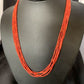 Natural Red Coral Rice Heishi Beads Necklace | 5 Strand | Sterling Silver | 20" | 12927