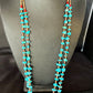 Santo Domingo Shell Turquoise Bead Pendant Jacla Necklace | 2 Strand | Pearls | Native American Handmade | 14633
