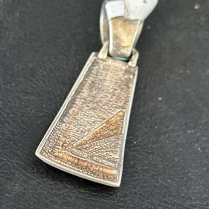 Navajo Sterling Silver Blue Opal Inlay Pendant | Authentic Native American Jewelry | 12351
