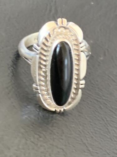 Native American Navajo Handmade Sterling Silver Black Onyx Ring | Sz 6 | 11586