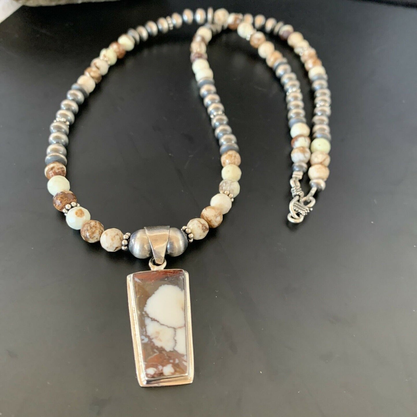 Navajo Wild Horse Turquoise Necklace Pendant | Sterling Silver | Authentic Native American Handmade | 11372