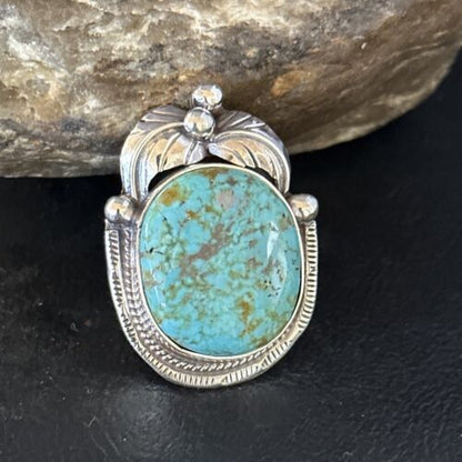 Navajo Blue Turquoise #8 Ring | Sterling Silver | Sz 8.5 | Authentic Native American Handmade | 14283