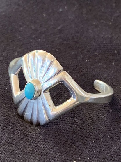Native American Kids Navajo Blue Turquoise Bracelet | Sterling Silver | 01158