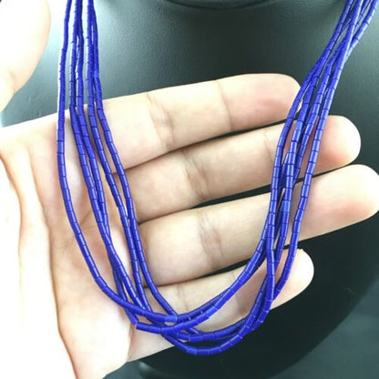 Southwestern Blue Lapis Heishi 5-Strand Necklace | Sterling Silver | 17" | 10260