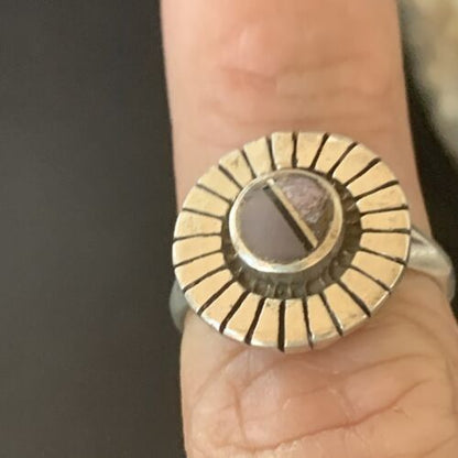 Native American Women's Navajo Purple Sugilite Pink Coral Inlay Ring | Sz 5.5 | 11174