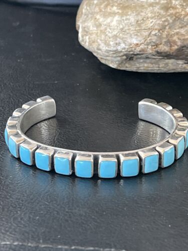 Sleeping Beauty Blue Turquoise Cuff Bracelet |  Sterling Silver | Authentic Native American Handmade | 1558