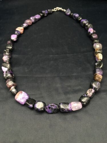 Navajo Purple Charoite Bead Necklace | Sterling Silver | Authentic Native American Handmade | 20" | 2700
