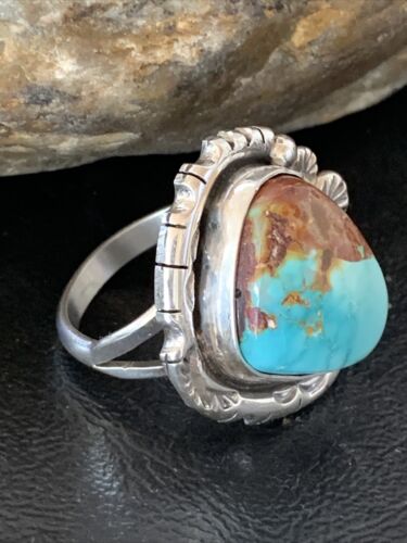 Native American Women's Navajo Blue Royston Turquoise Ring | Sterling Silver | Sz 10 | 10425