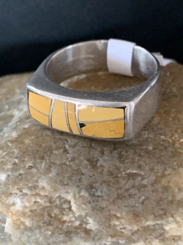 Navajo Yellow Turquoise Ring | Sterling Silver | Sz 8 | Authentic Native American Handmade | 1736