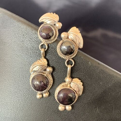 Navajo Purple Sugilite Post Dangle Earrings | Sterling Silver | Authentic Native American Handmade | 1591