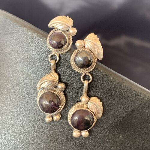 Navajo Purple Sugilite Post Dangle Earrings | Sterling Silver | Authentic Native American Handmade | 1591