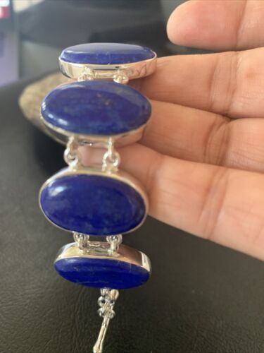 Navajo Blue Lapis Lazuli Link Bracelet | Sterling Silver | 8" | Authentic Native American Handmade | 11653