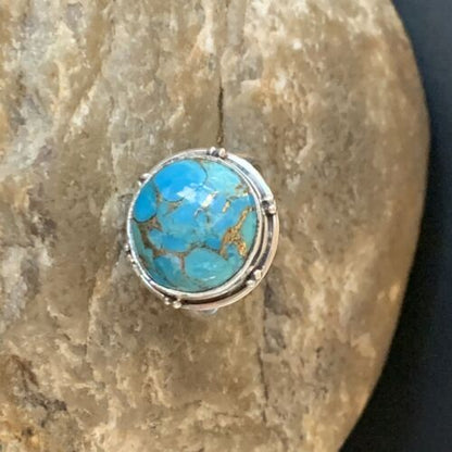 Mojave Blue Turquoise Ring | Navajo Sterling Silver | Sz 6 | Authentic Native American Handmade | 11424