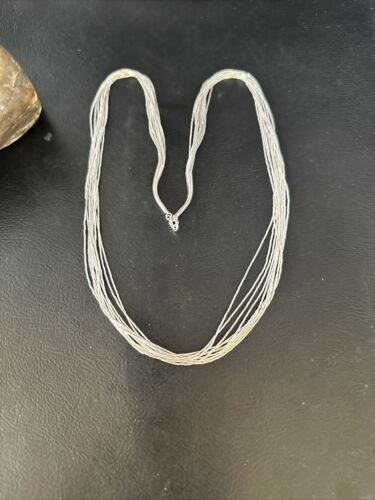 Southwestern Liquid Heishi Necklace | 10 Strands Sterling Silver | 22" Silver Tubes | 14709