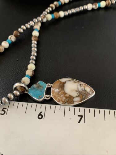 Navajo Wild Horse Turquoise Pendant Necklace | Authentic Native American Sterling Silver | Multi-Stone | 13294
