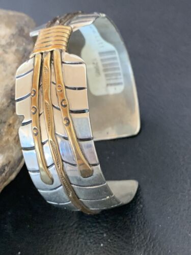 Navajo Sterling Silver Gold Filled Cuff Bracelet | Authentic Native American Handmade | 1577
