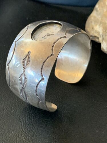 Authentic Navajo Sterling Silver Watch Tips Bracelet | Old Pawn Stamped | Native American Jewelry | 1458