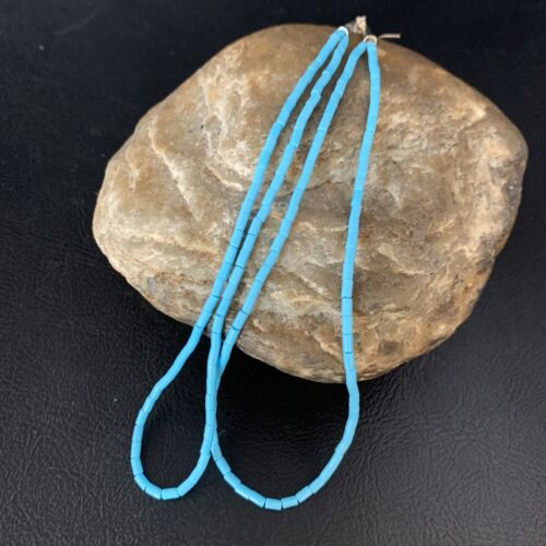 Navajo Silver Heishi Beads Turquoise Earrings | Sterling Silver | 5" | Authentic Native American Handmade | 13503