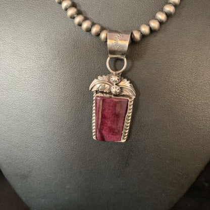 Navajo Purple Spiny Necklace Pendant | Sterling Silver | Authentic Native American Handmade | Women's | 13630