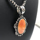 Navajo Pearls Necklace with Orange Spiny Oyster Pendant | Sterling Silver | Authentic Native American Handmade | 11300