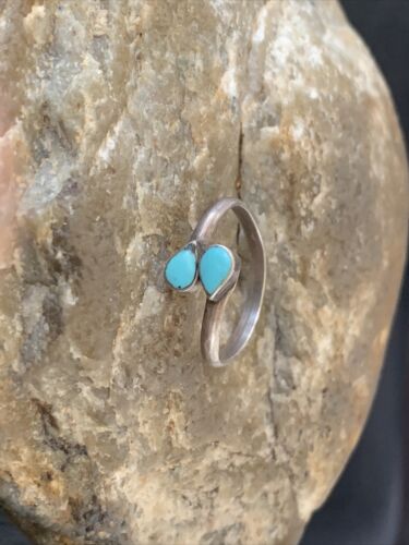 Southwestern Old Pawn Navajo Blue Turquoise Ring | Sterling Silver | Sz 5 | 10780