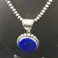 Men's XL Navajo Pearls Necklace Pendant | Sterling Silver Blue Lapis | Authentic Native American Handmade | 10116