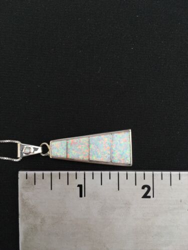 Navajo Opal Inlay Pendant | Sterling Silver Chain Necklace | Authentic Native American Handmade | 18" | 4776