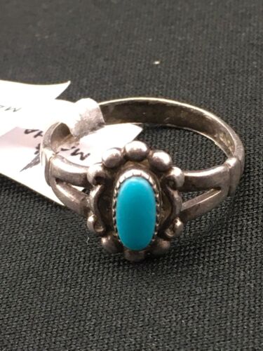 Native American Blue Turquoise Navajo Ring | Sterling Silver | Sz 5.75 | 4447