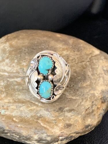 Navajo Kingman Turquoise Multi-Stone Ring | Authentic Native American Sterling Silver | Sz 12 | 14167