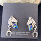Navajo Blue Lapis & Turquoise Horse Inlay Earrings | Sterling Silver | 1" | Authentic Native American Handmade | 1514
