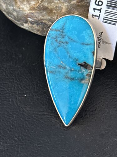 Women's Navajo Handmade Blue Kingman Turquoise Ring | Sterling Silver | Sz 9 | 11617