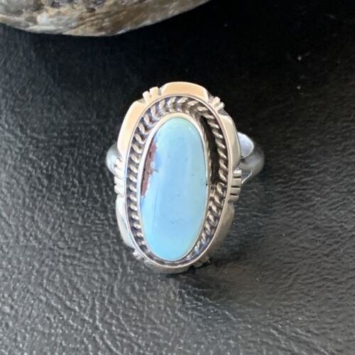 Navajo Blue Dry Creek Turquoise Ring | Sterling Silver | Sz 7.5 | Authentic Native American Handmade | 11642