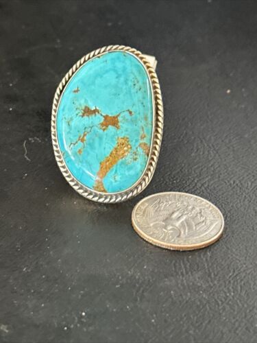 Navajo Sterling Silver Blue Kingman Turquoise Ring | Sz 9 | 00126