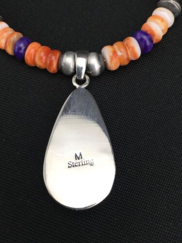 Navajo Spiny Oyster Pendant with Sugilite Inlay | Sterling Silver Necklace | Authentic Native American Handmade | 4879