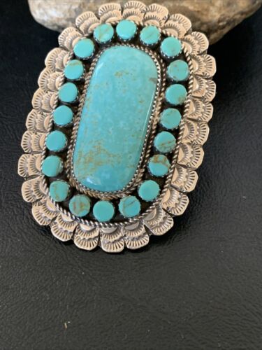 Navajo Blue Turquoise Cluster Ring | Authentic Native American Sterling Silver | Multi-Stone | Sz 9.5 | 12229