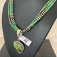 Navajo Pearls Sterling Silver Green Gaspeite Pendant Turquoise Necklace Set | Multi-Strand | 2986