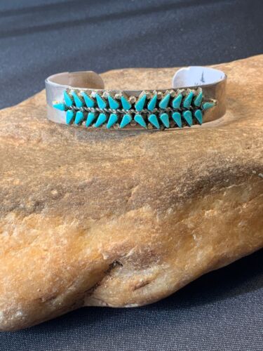 Native American Turquoise Navajo Bracelet | Sterling Silver Old Pawn | 4433 - Masha USA