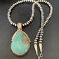 Men's Navajo Pearls Necklace with Blue Kingman Turquoise Pendant | Sterling Silver | Native American Handmade | 12600