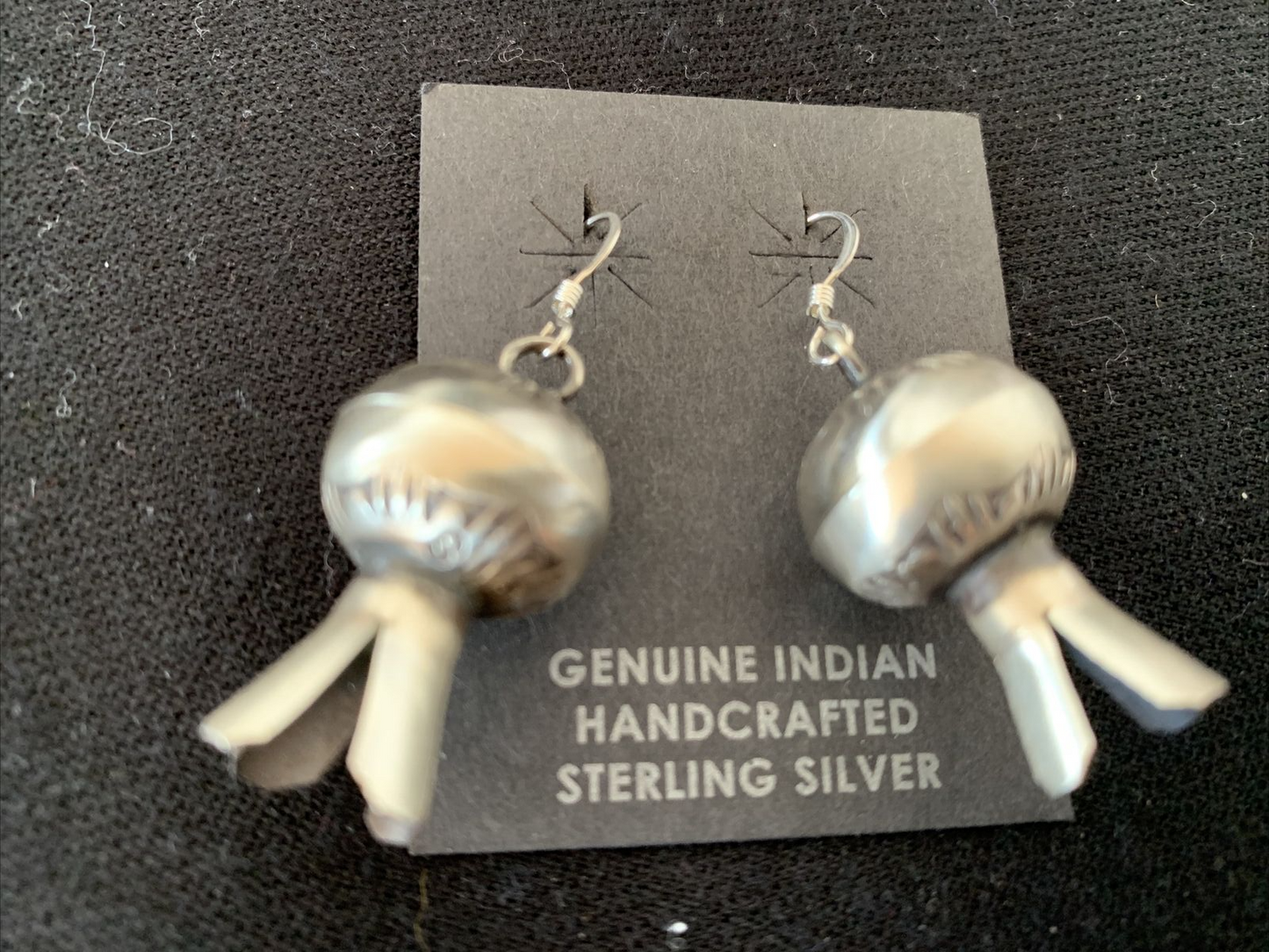 Native American Navajo Pearls Naja Earrings | Sterling Silver | 1" | 1043