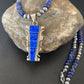 Navajo Pearls Necklace with Blue Lapis Opal Inlay Pendant | Sterling Silver | Authentic Native American Handmade | 11632