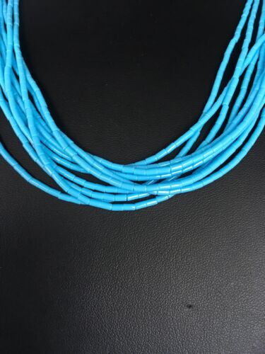 Southwestern Navajo Turquoise Heishi Necklace | 10 Strands | Sterling Silver | 19" | 8872