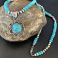 Navajo Blue Turquoise Pendant Necklace | Sterling Silver Pearls | Authentic Native American Handmade | 13217