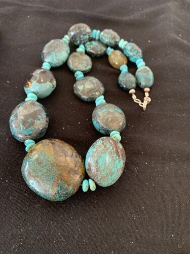 Navajo Graduated Sterling Silver Natural Blue Nugget Turquoise Necklace | Authentic Native American | 20" | 00626