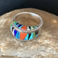 Multi-Color Navajo Sterling Silver Turquoise Spiny Oyster Inlay Ring Sz 6 | Handmade | 14169