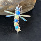 Zuni White Blue Opal Inlay Dragonfly Necklace Pin Pendant | Sterling Silver | 13683