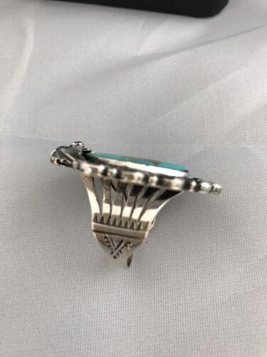 Southwestern Turquoise Ring | Sterling Silver | Sz 9.25 | Authentic Native American Handmade | Signed