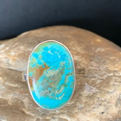 Navajo Blue Kingman Turquoise Ring | Sterling Silver | Sz 8 | Authentic Native American Handmade | 12795