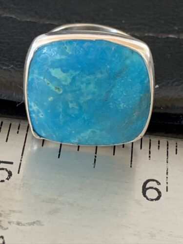 Men's Navajo Blue Kingman Turquoise Ring | Sterling Silver | Adjustable | Sz 7.5 | 10483
