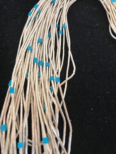 Turquoise Liquid Heishi Necklace | 19 Strand Graduated | Sterling Silver | Authentic Native American Handmade | 3701